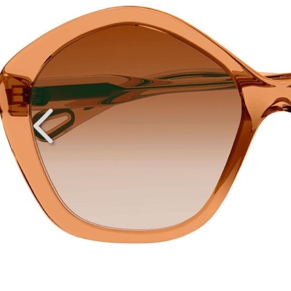 NWT CHLOE OVERSIZED GEOMETRIC SHAPE SUNGLASSES MADE IN ITALY 57-19-140 ORANGE - Picture 3 of 16